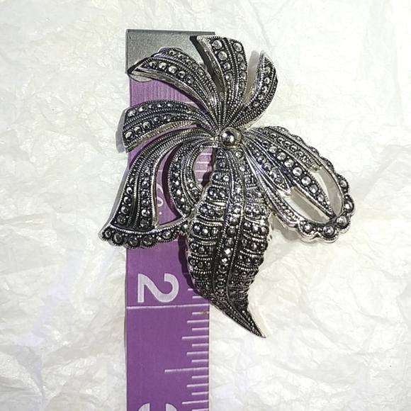 WEST GERMANY ELOXAL ALUMINUM FAUX MARCASITE BROOCH - Picture 3 of 8